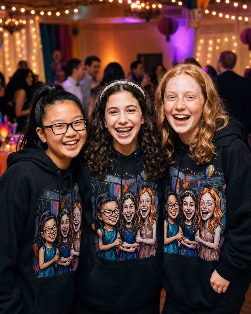 Hoodie printed with a caricature